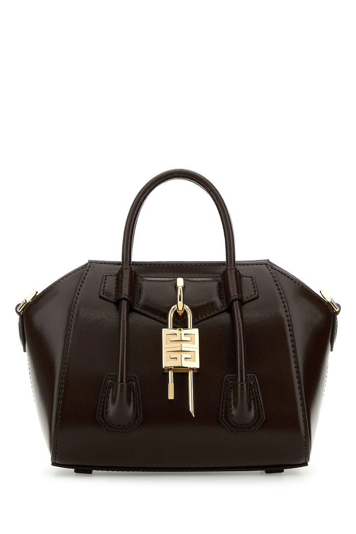 Chocolate leather Antigona Lock Toy handbag