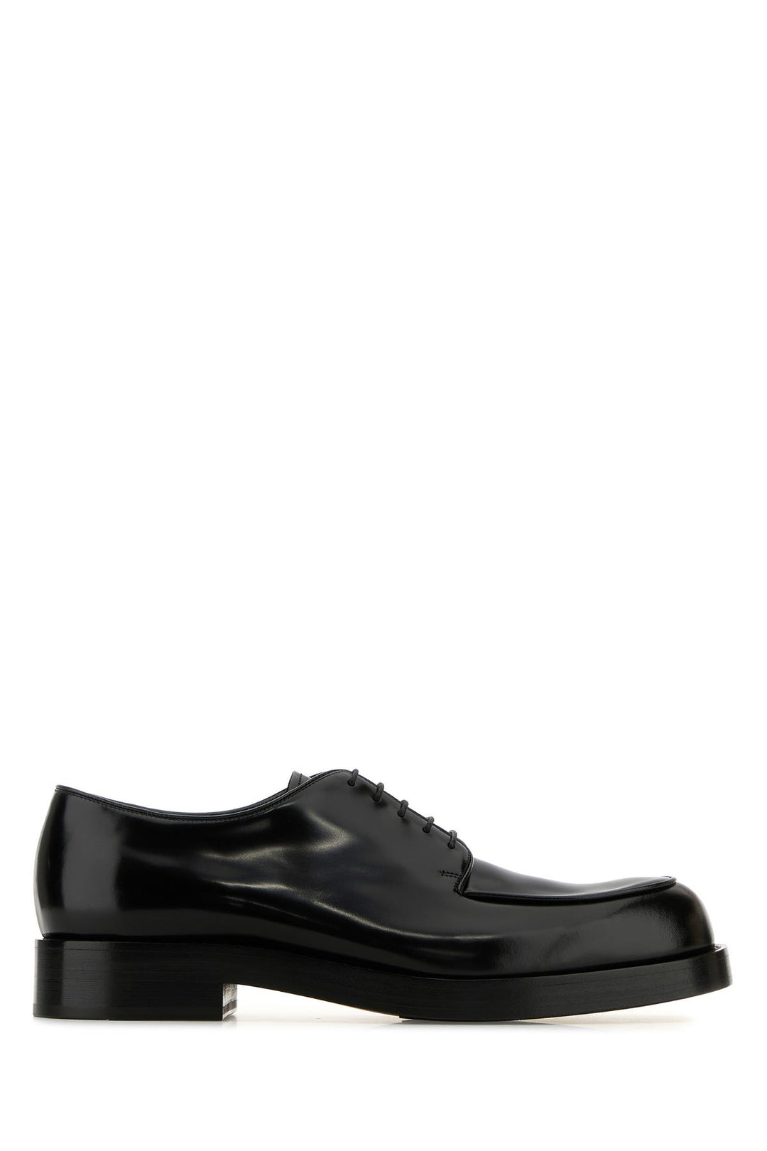 Black leather lace-up shoes