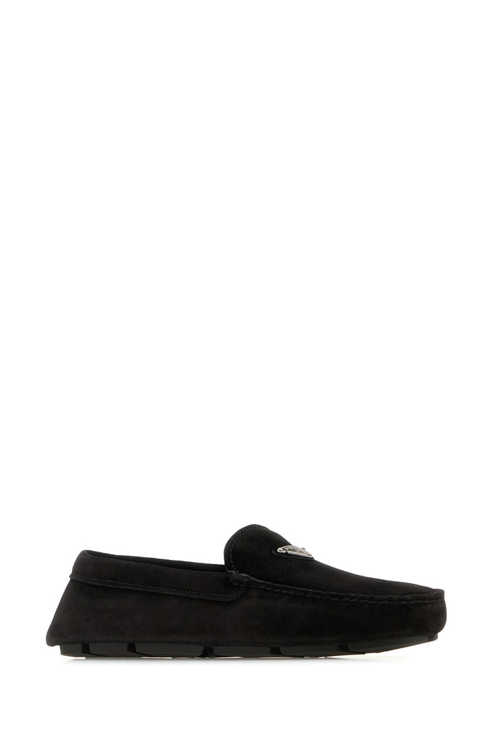 Black suede loafers