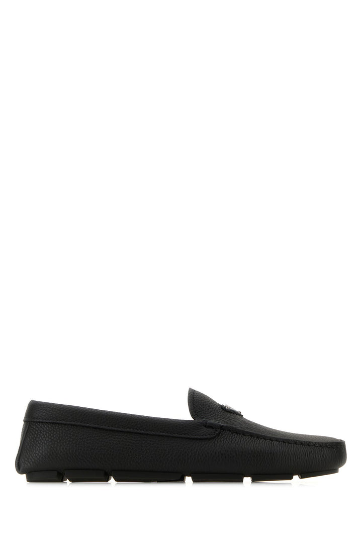 Black leather loafers