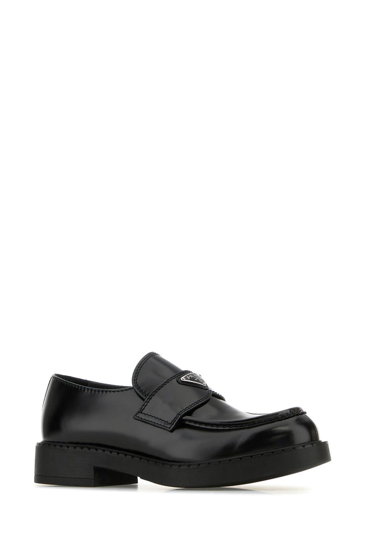 Black leather Chocolate loafers