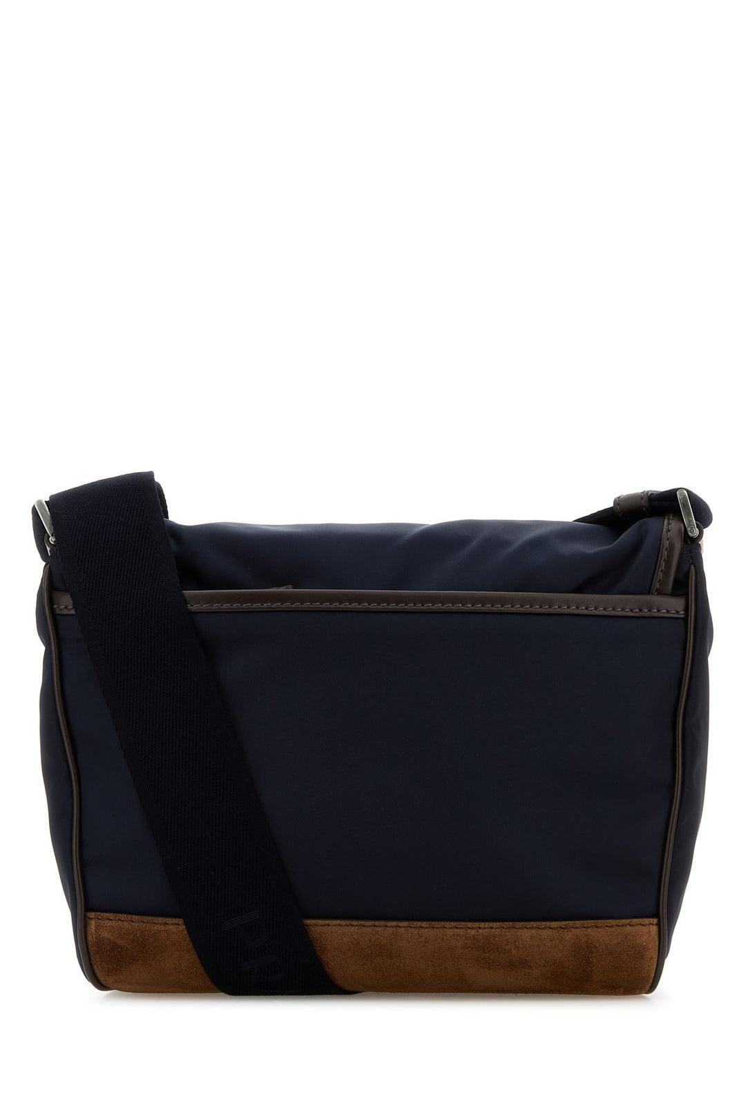 Two-tone nylon and leather crossbody bag