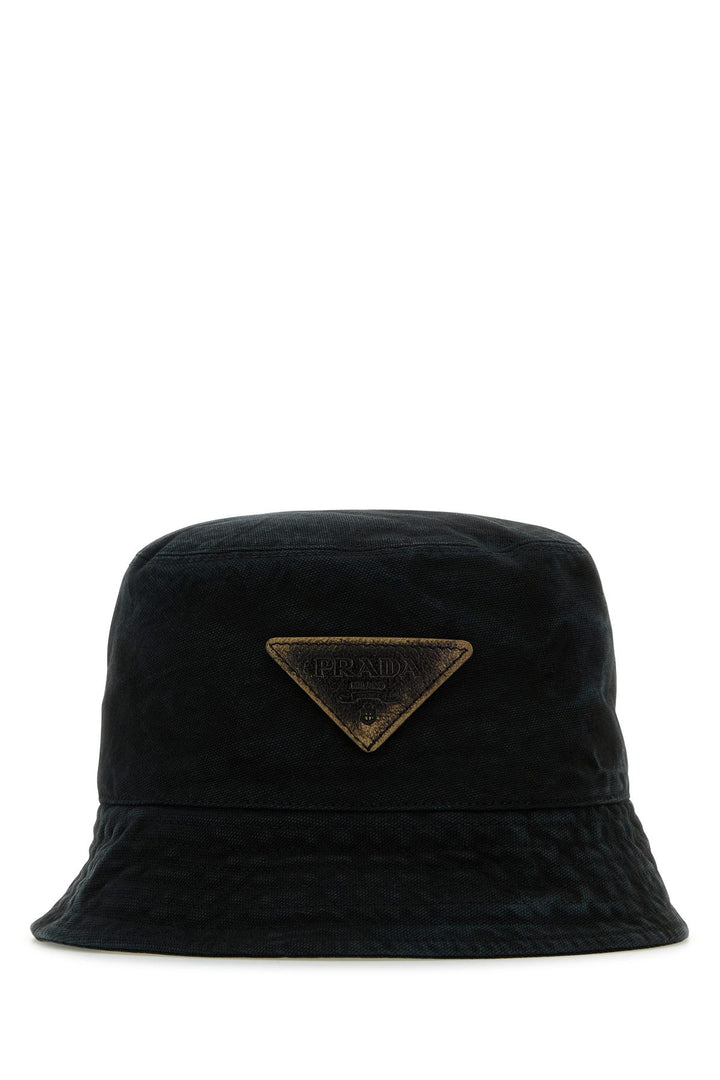 Black cotton bucket hat