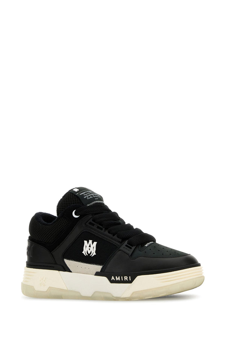 Black leather and fabric MA-1 sneakers