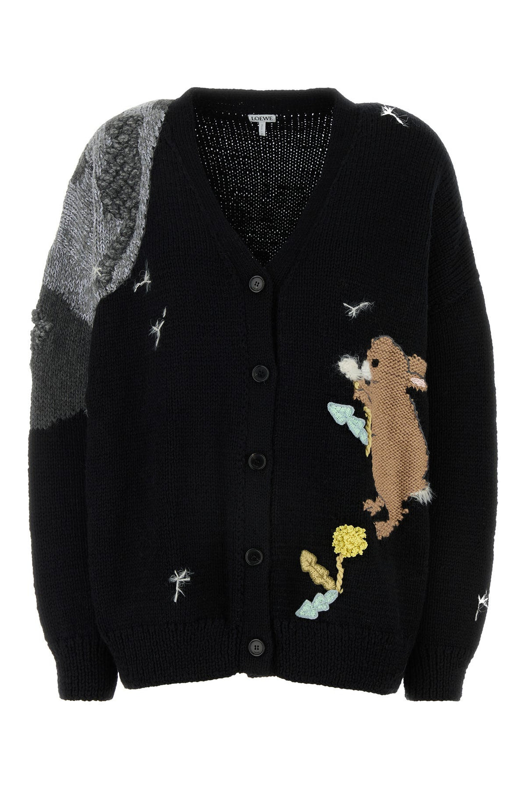 Black wool blend Loewe X Suna Fujita cardigan