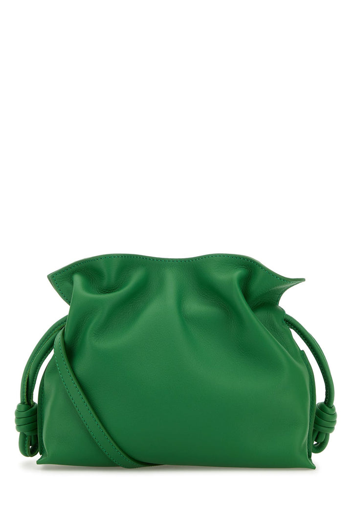 Green nappa leather Loewe x Suna Fujita mini Flamenco clutch