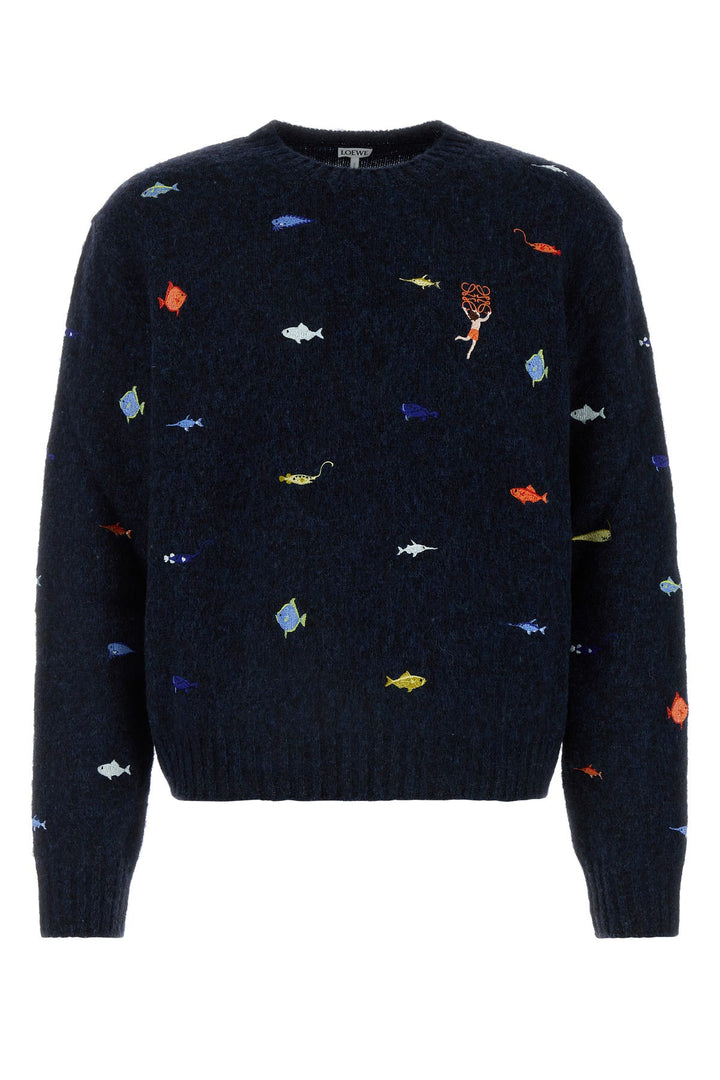 Melange blue wool blend Loewe X Suna Fujita sweater