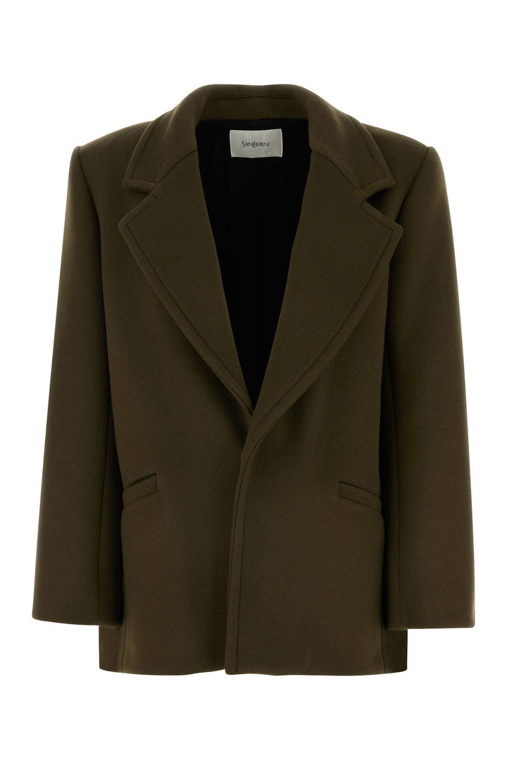 Army green wool coat