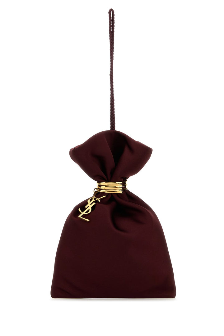 Burgundy satin handbag