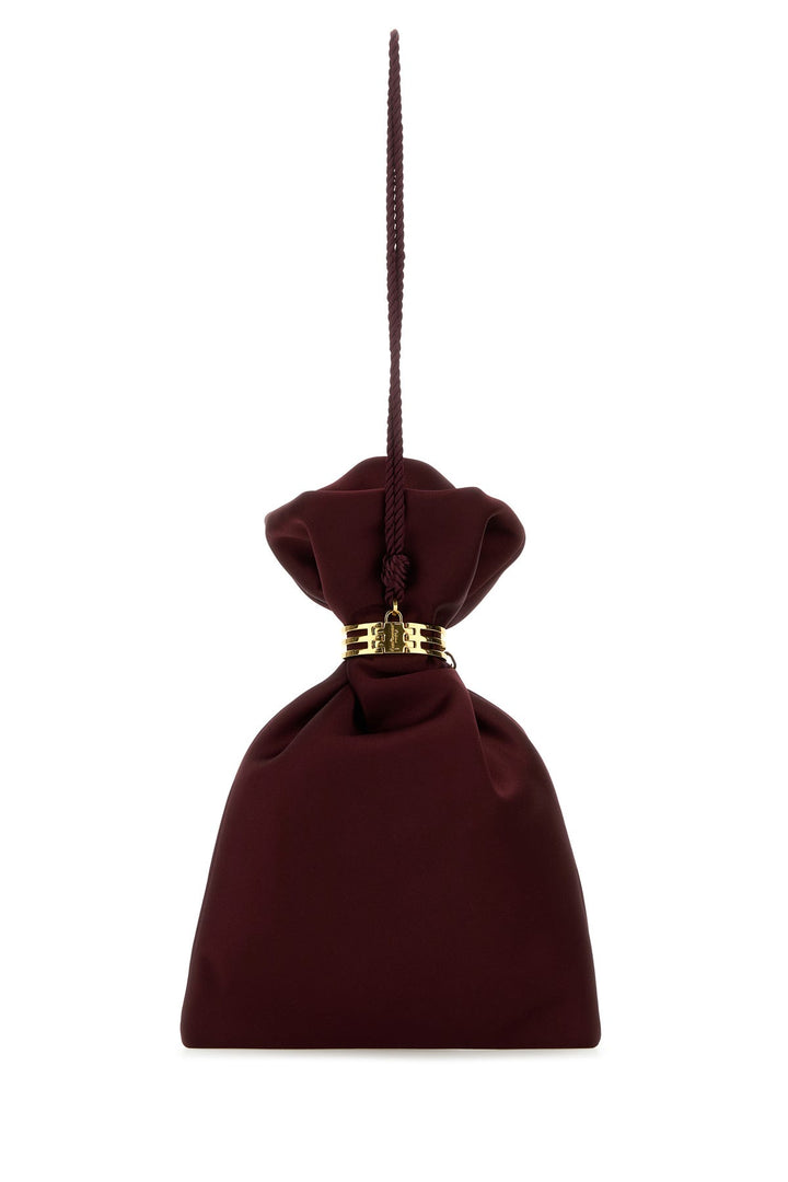 Burgundy satin handbag