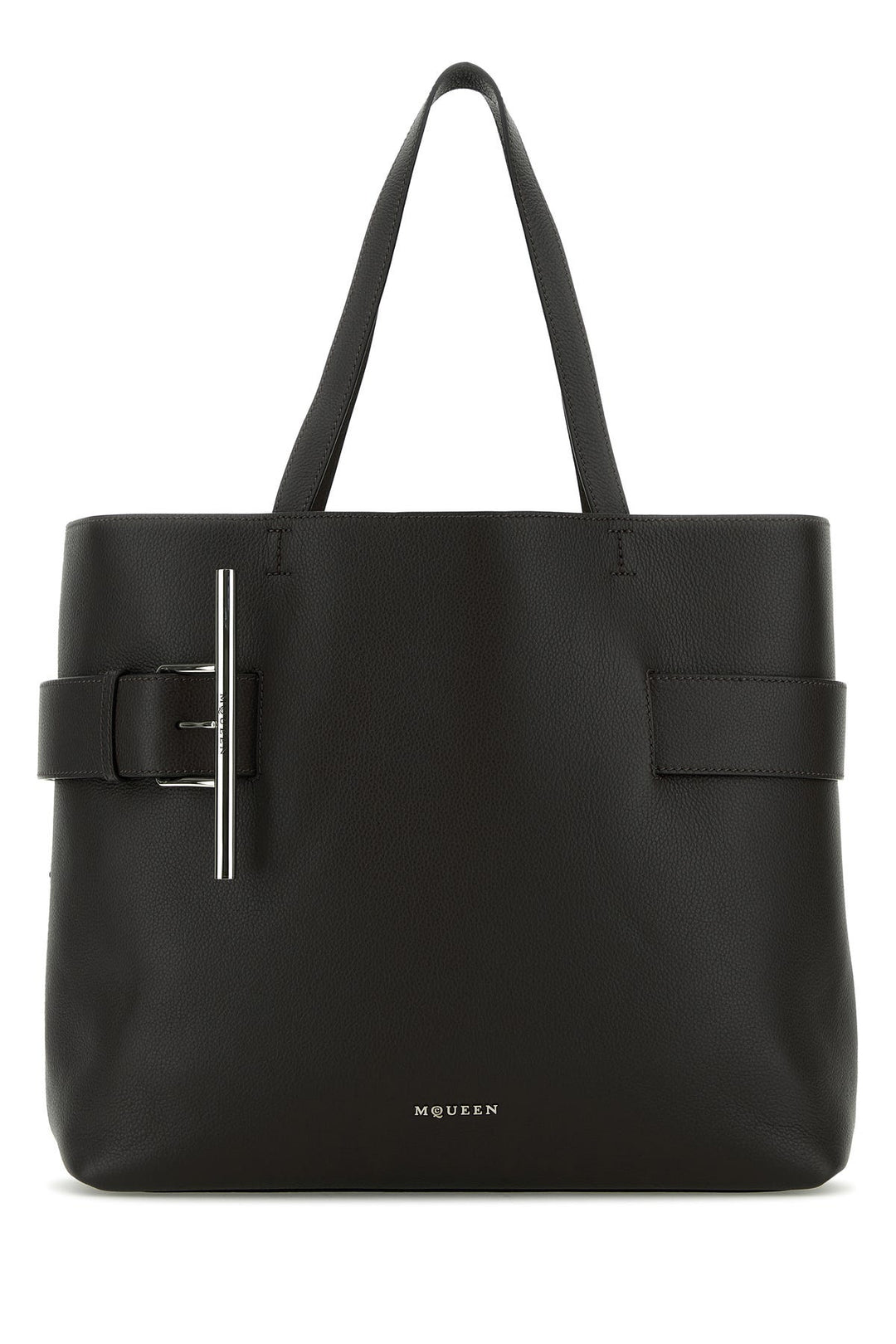 Black leather T-Bar shopping bag