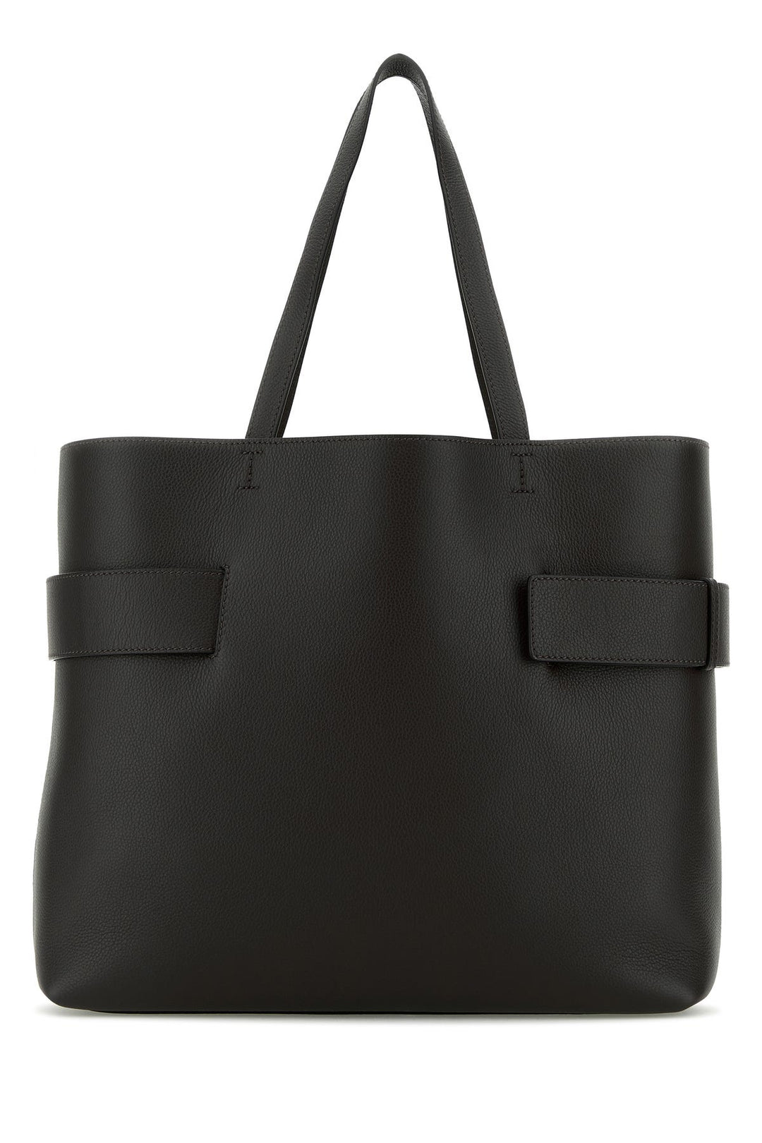 Black leather T-Bar shopping bag