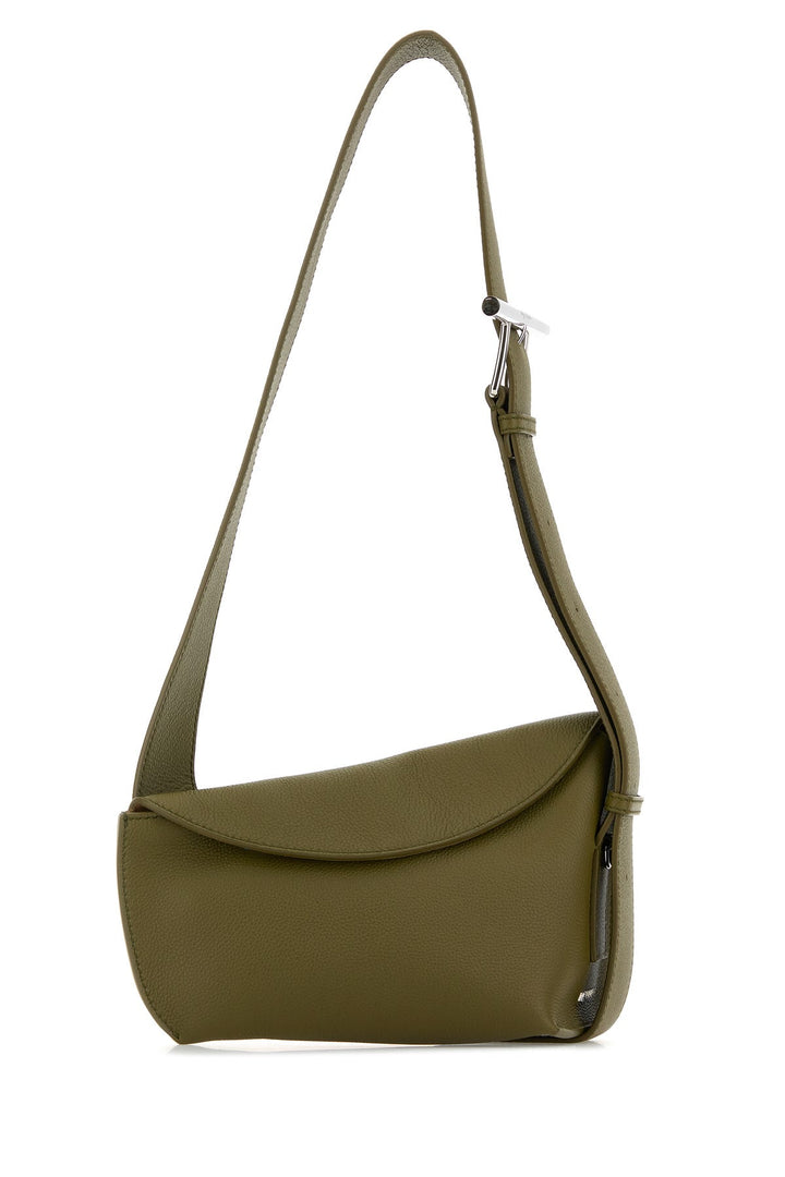 Army green leather Sling crossbody bag