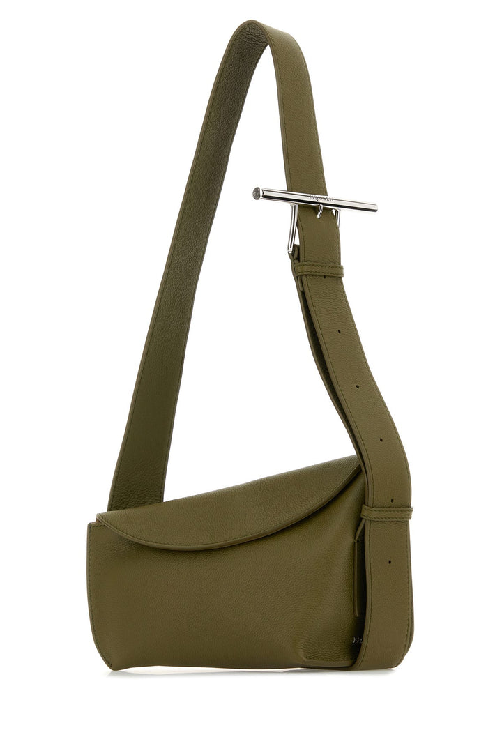 Army green leather Sling crossbody bag