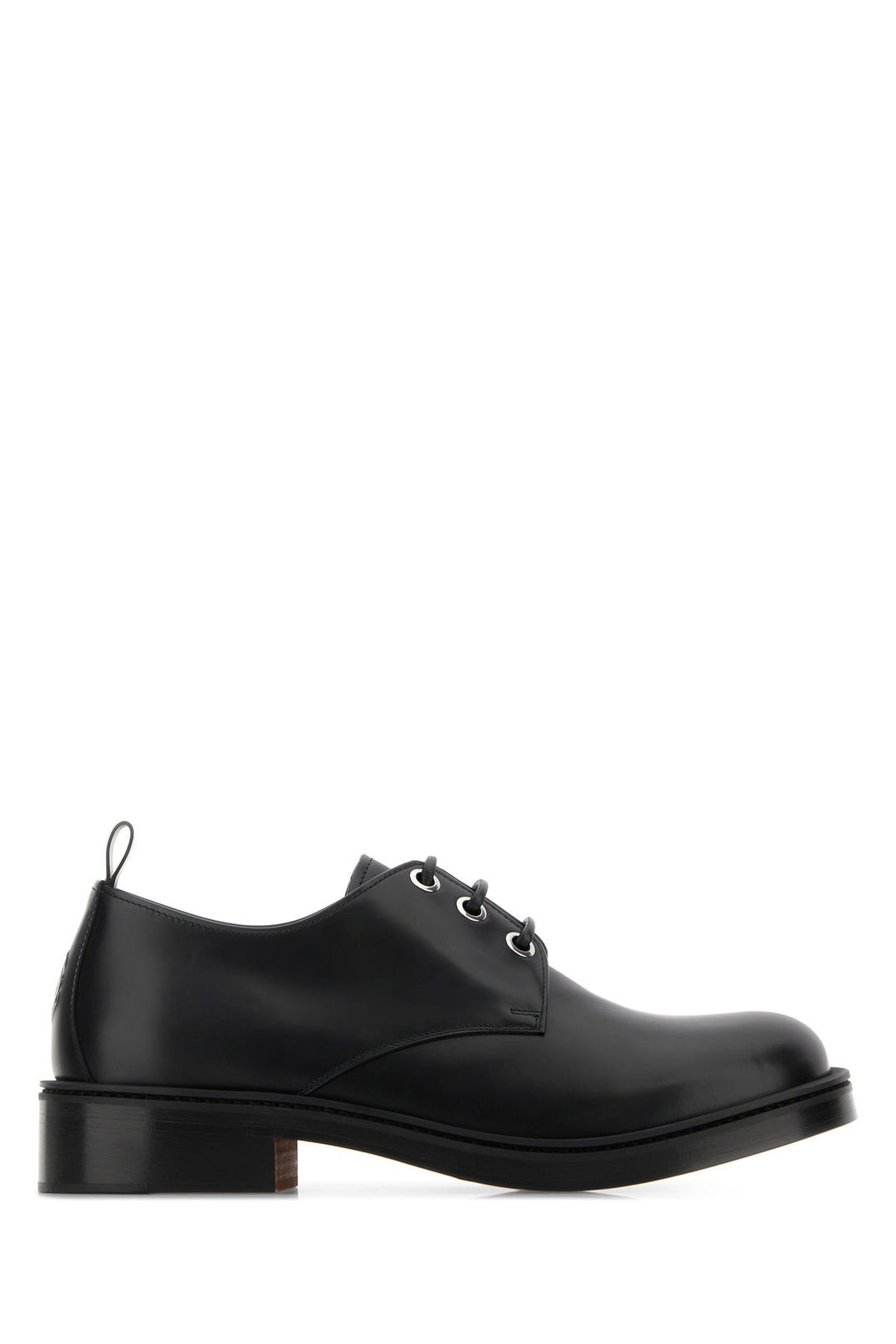 Black leather lace-up shoes