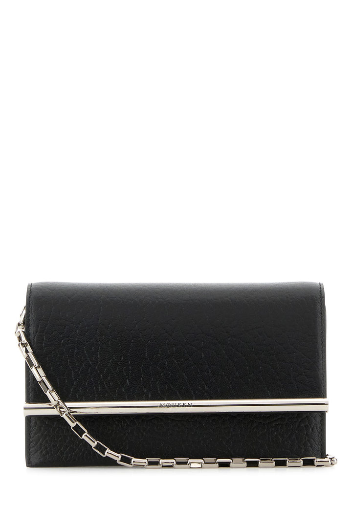 Black leather mini Cross-Bar clutch