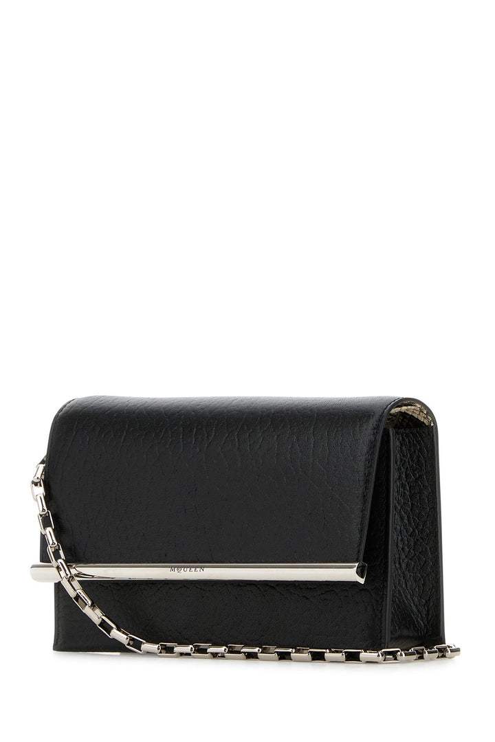 Black leather mini Cross-Bar clutch