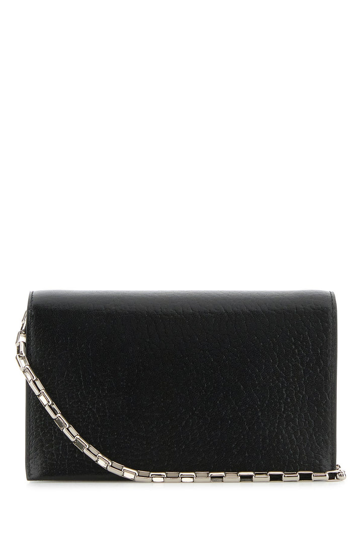 Black leather mini Cross-Bar clutch