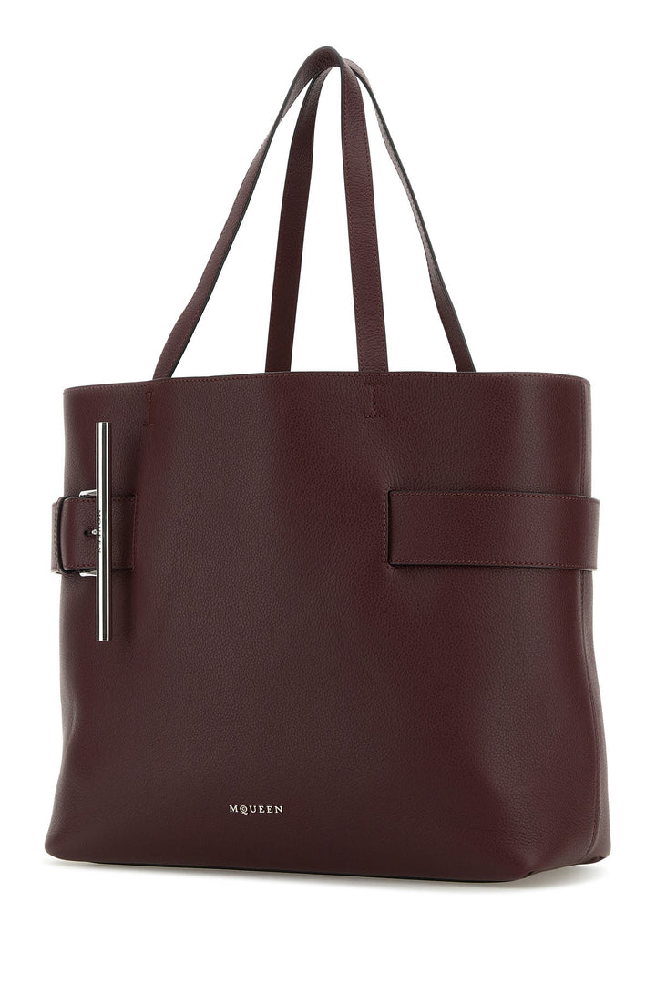 Tyrian purple leather T-Bar shopping bag