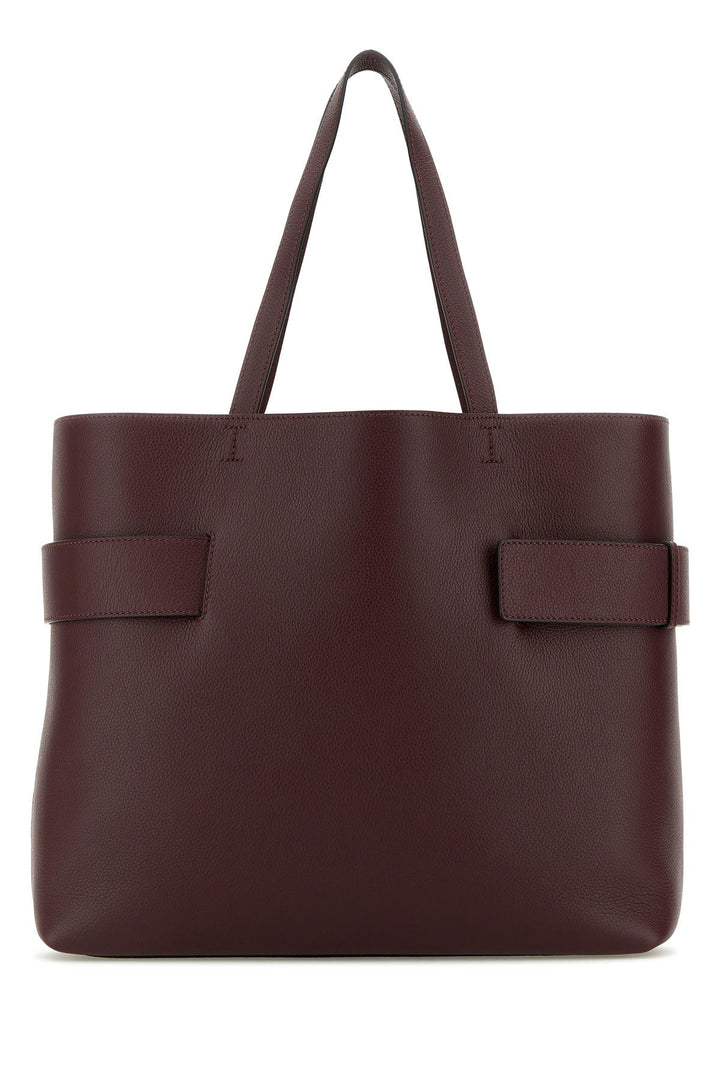 Tyrian purple leather T-Bar shopping bag