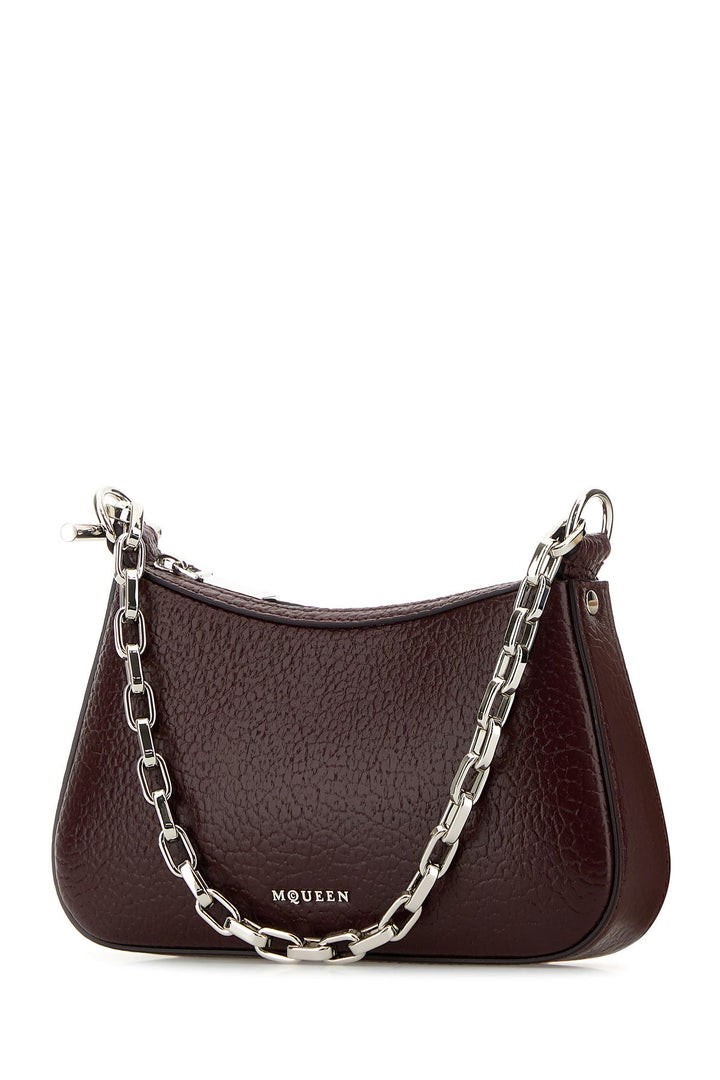 Burgundy leather mini T-Bar handbag