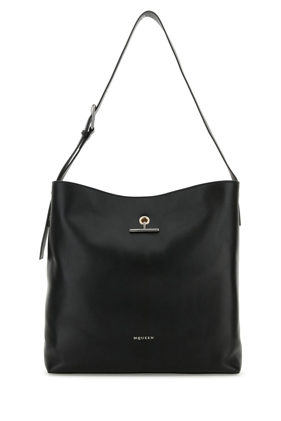 Black leather Pendant shopping bag