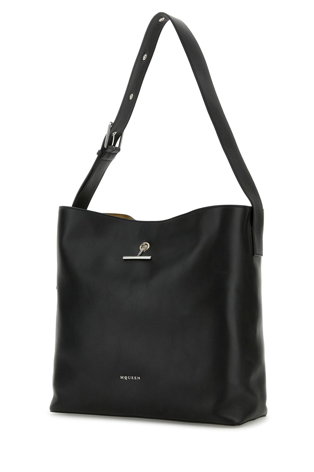 Black leather Pendant shopping bag