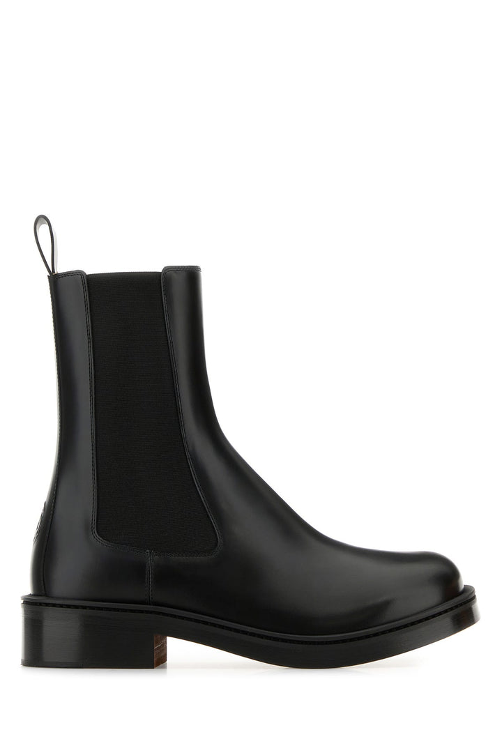 Black leather ankle boots