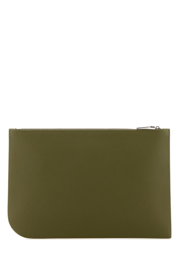 Olive green leather large Sling pouch