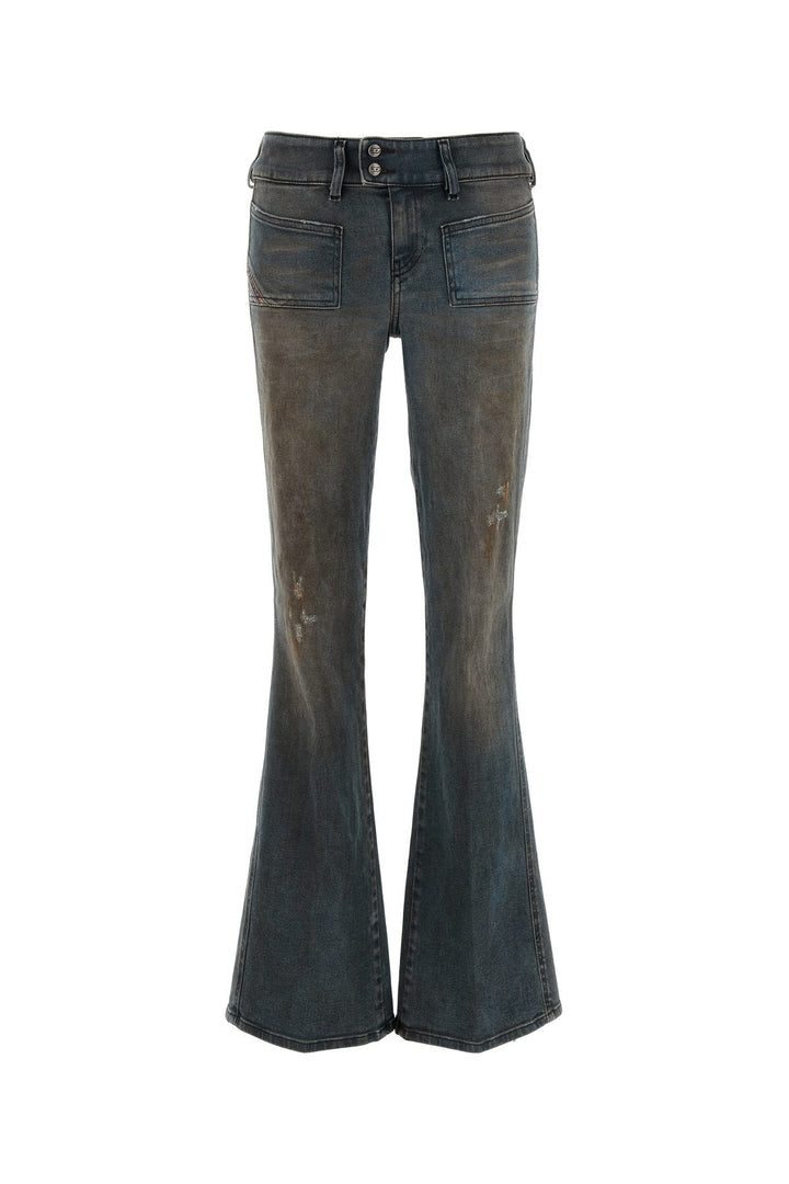 Grey stretch denim flared jeans