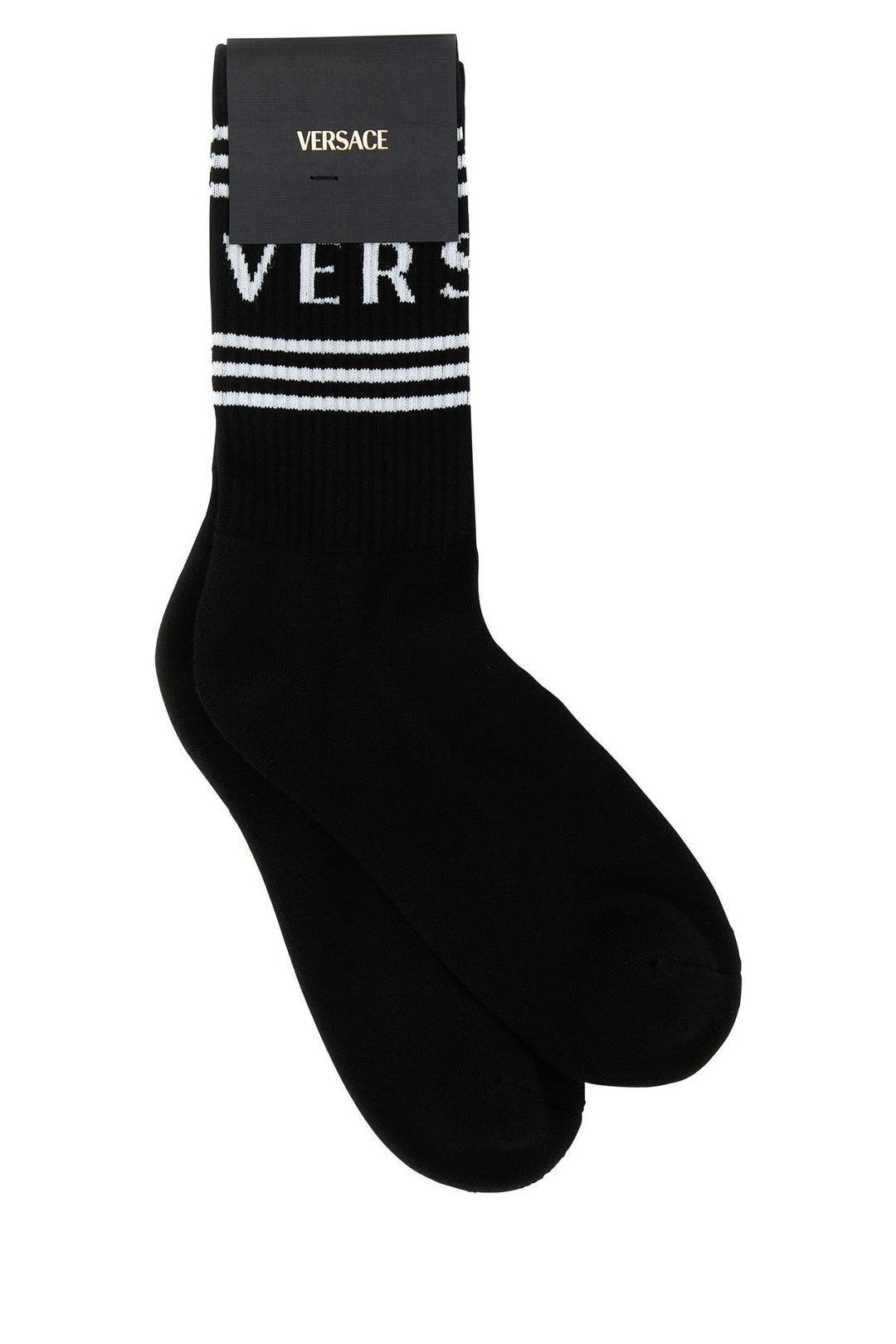 Black stretch cotton blend socks