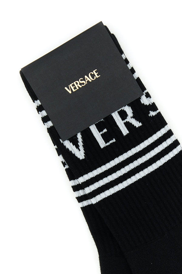 Black stretch cotton blend socks