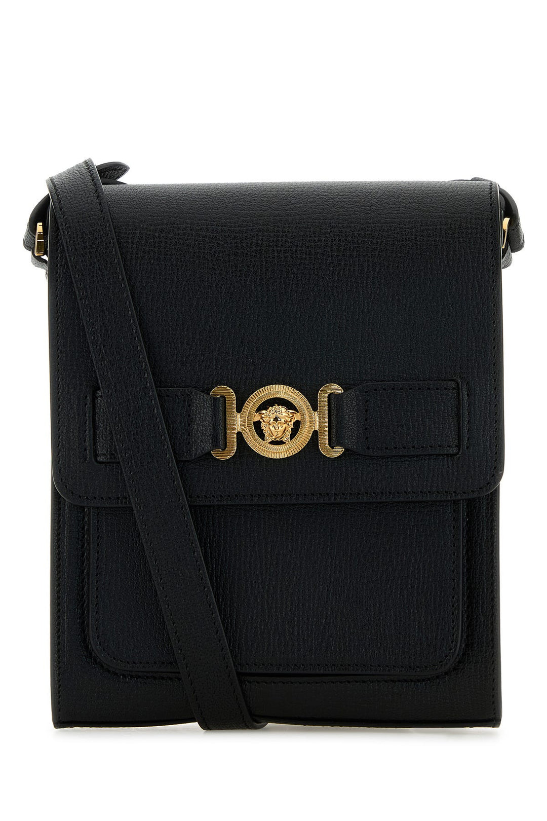 Black leather Medusa Biggie crossbody bag