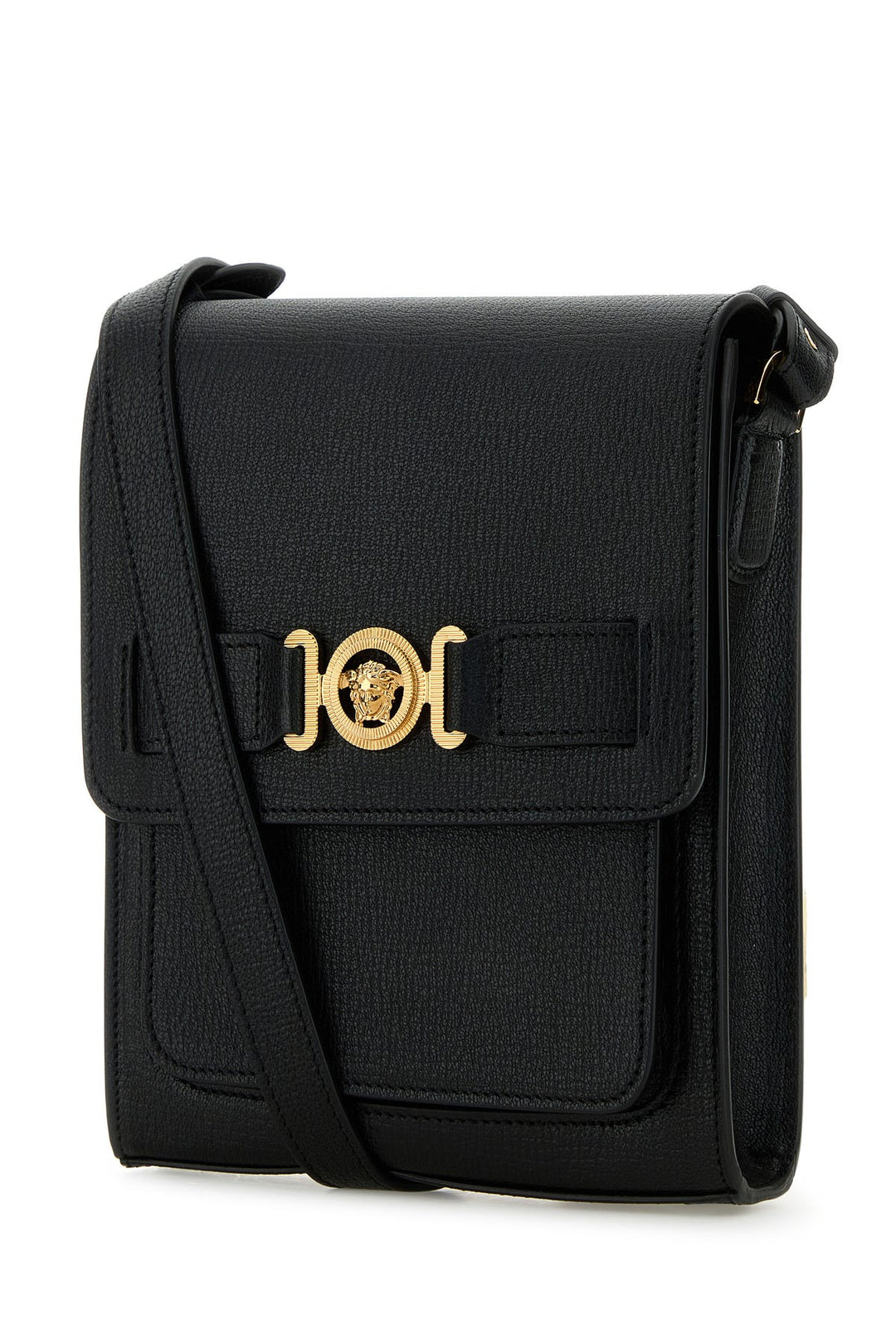 Black leather Medusa Biggie crossbody bag