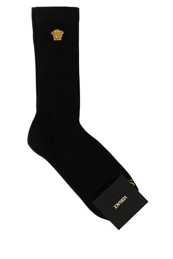 Black stretch cotton blend socks