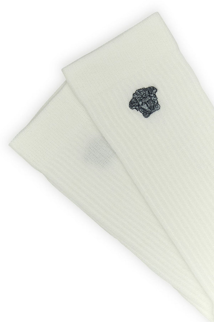 White stretch cotton blend socks