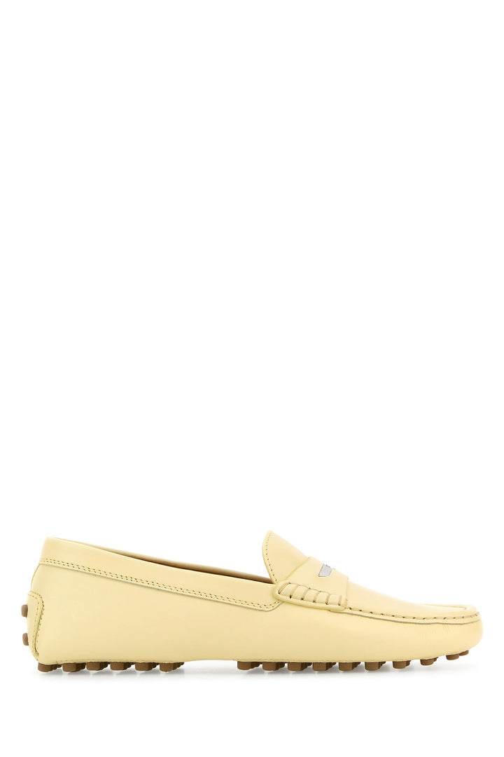 Pastel yellow leather loafers