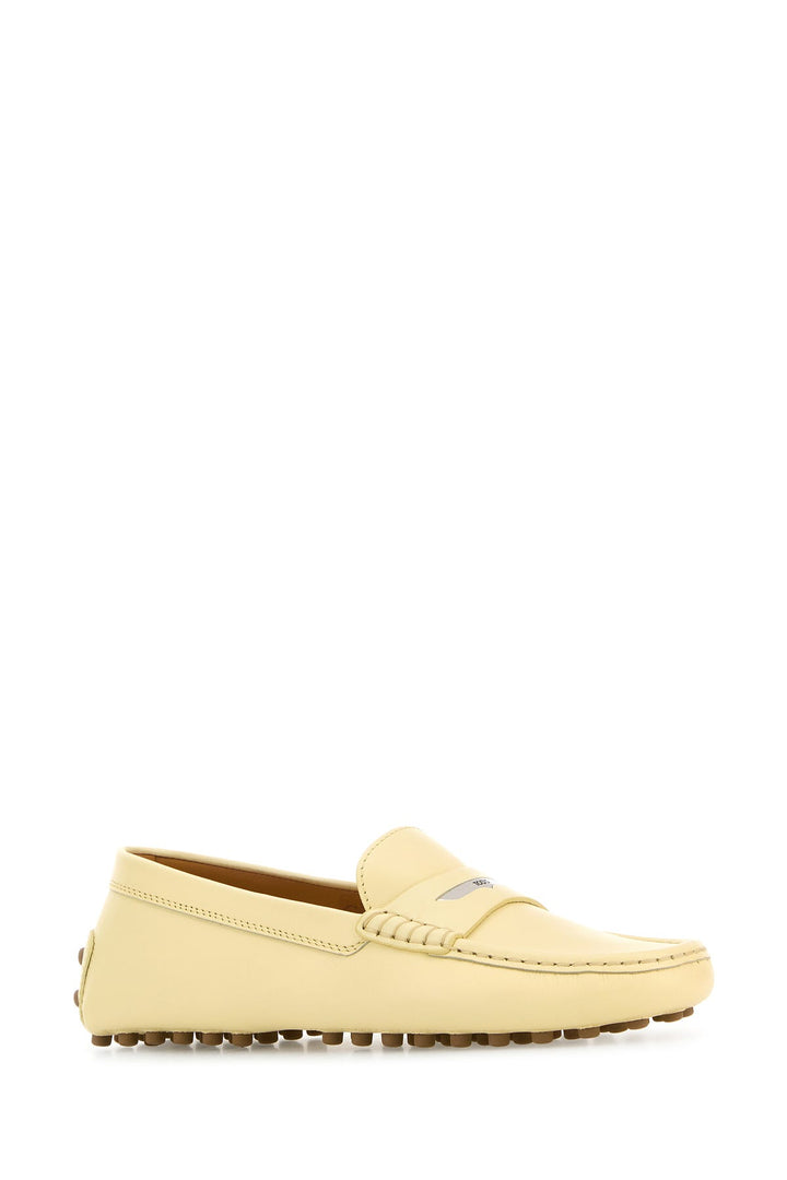 Pastel yellow leather loafers