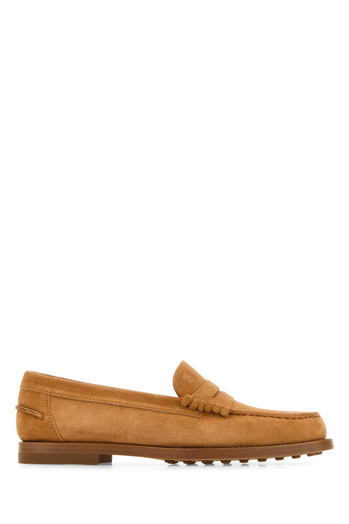 Camel suede loafers