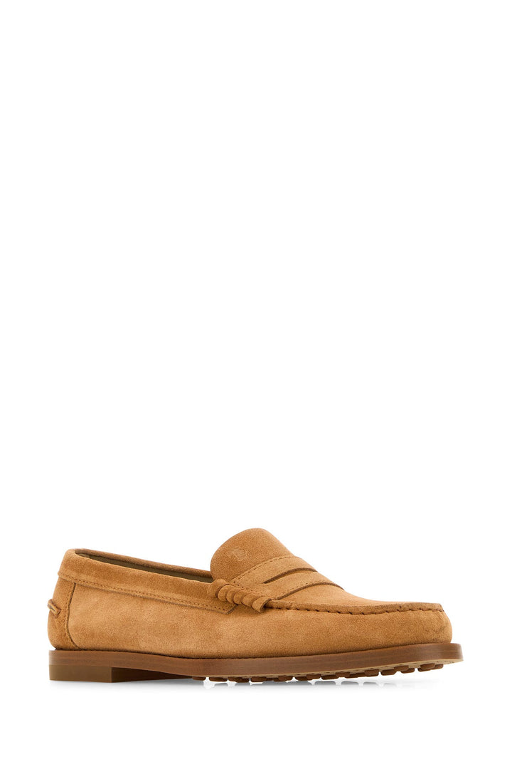 Camel suede loafers