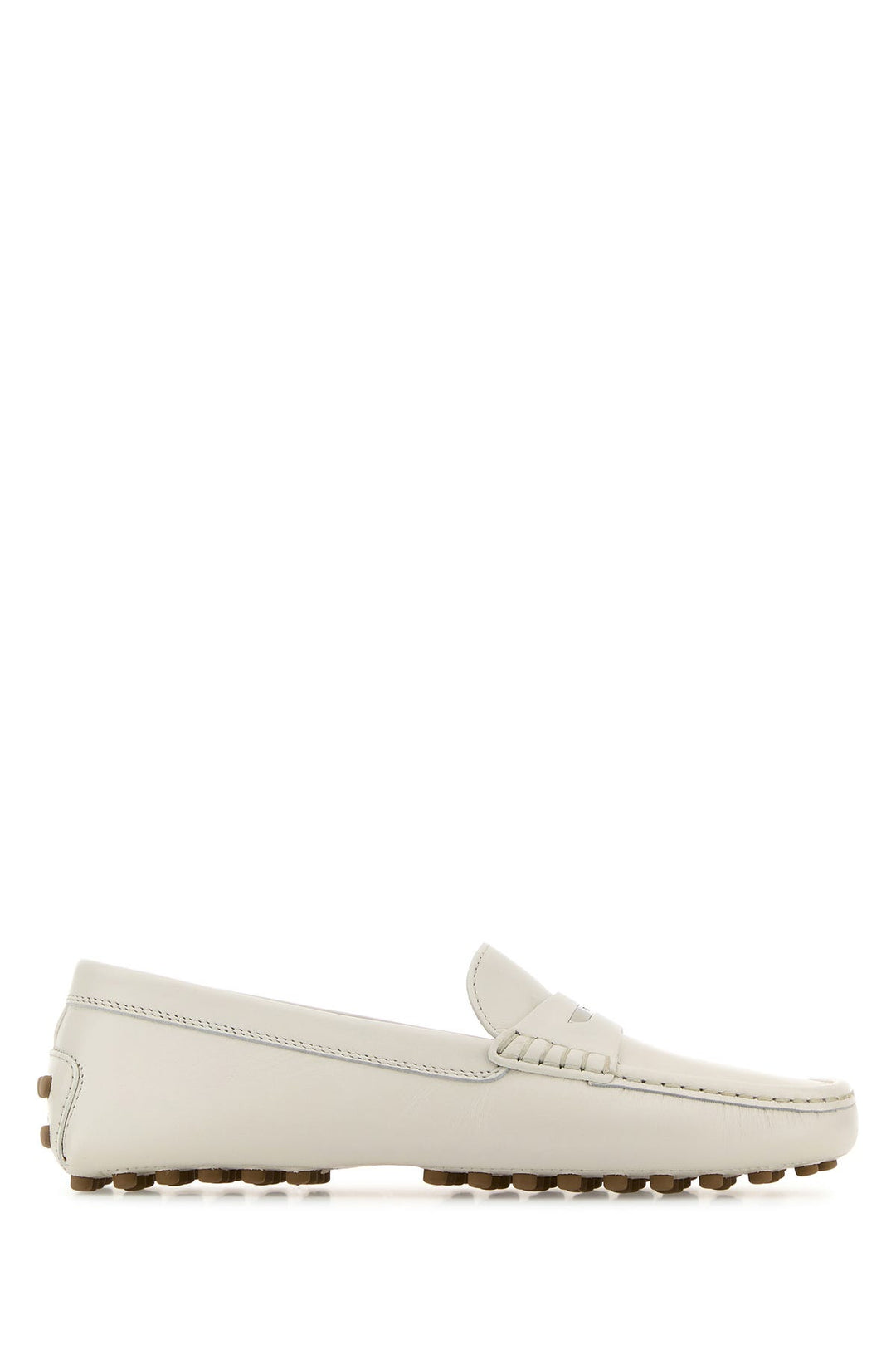 White leather loafers