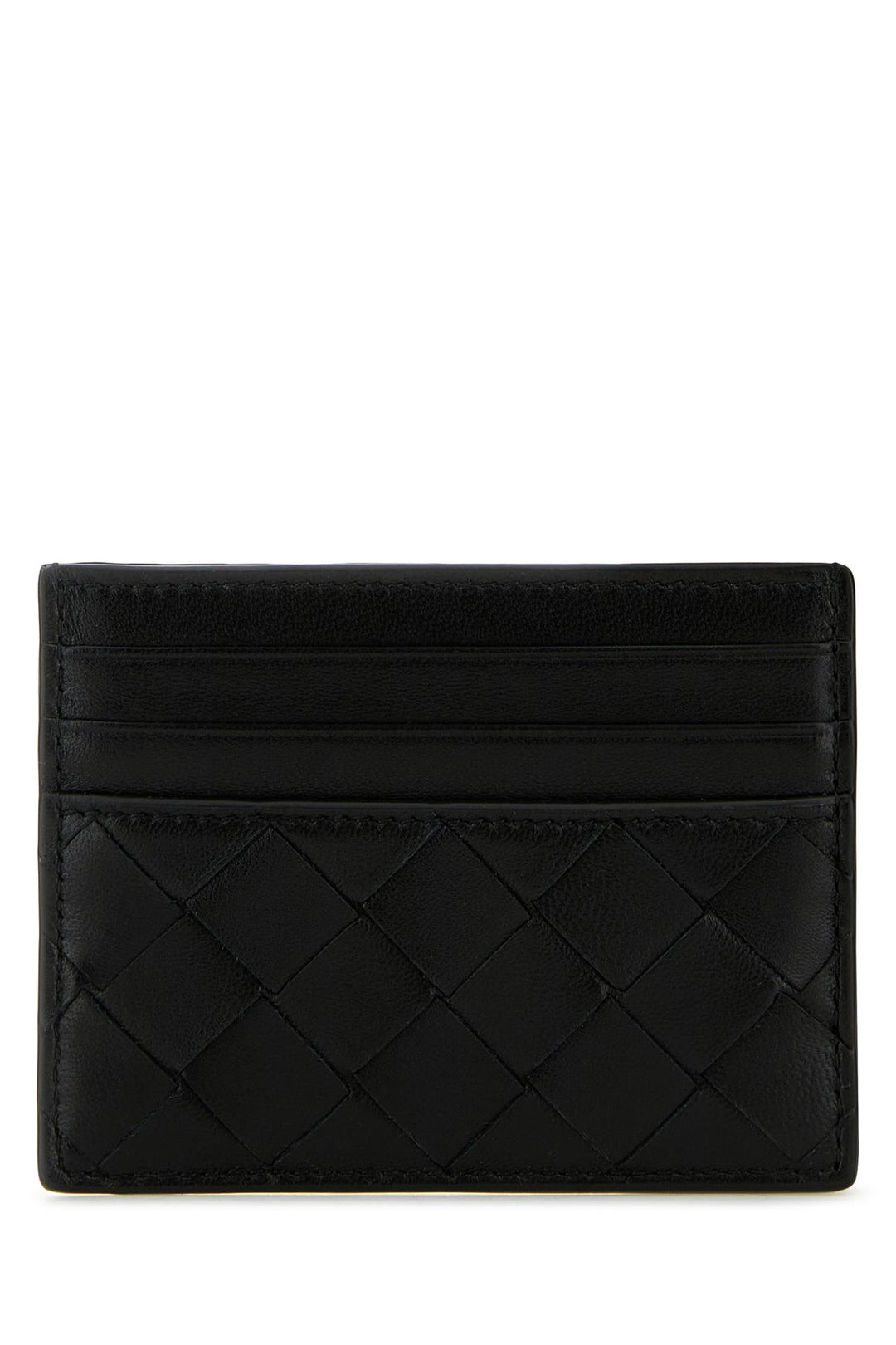 Black nappa leather Intrecciato card holder