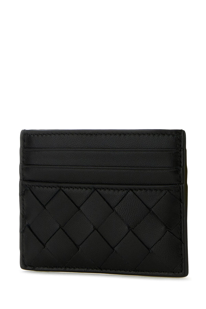 Black nappa leather Intrecciato card holder