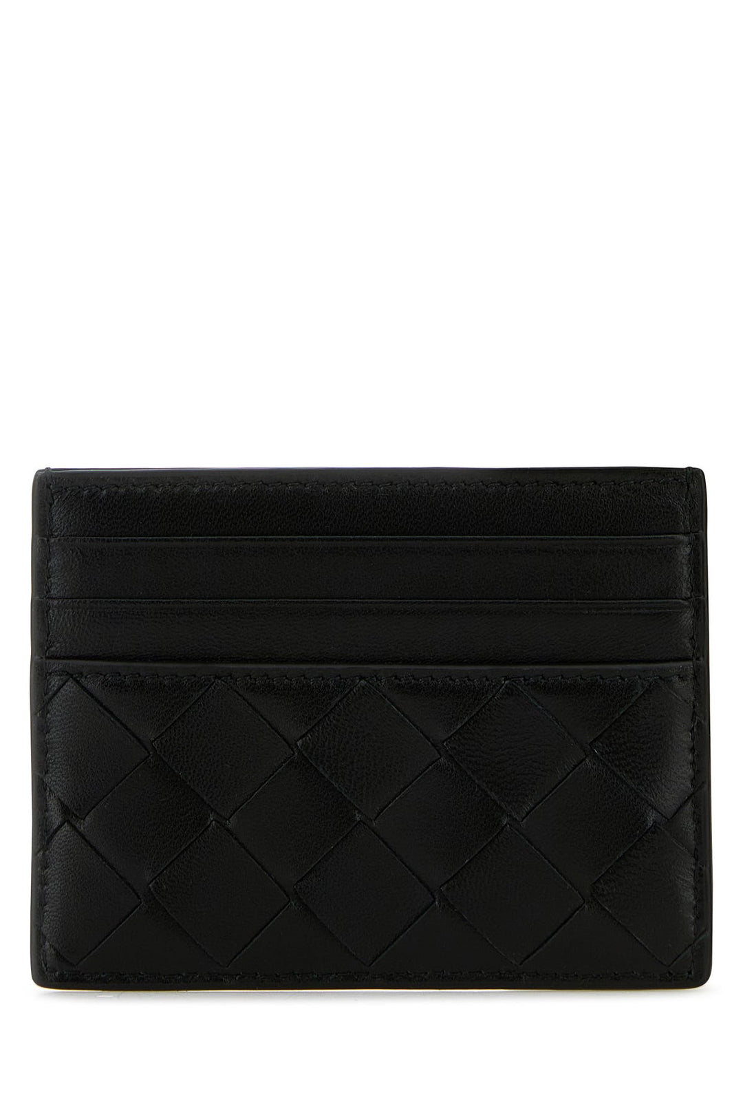 Black nappa leather Intrecciato card holder