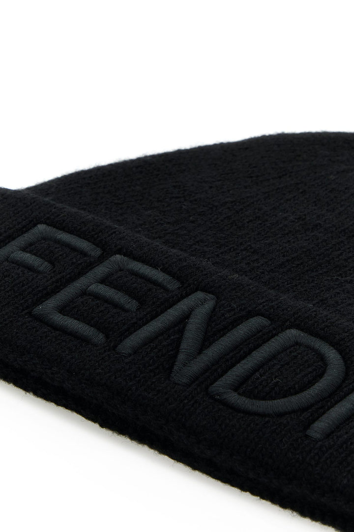 Black wool beanie hat