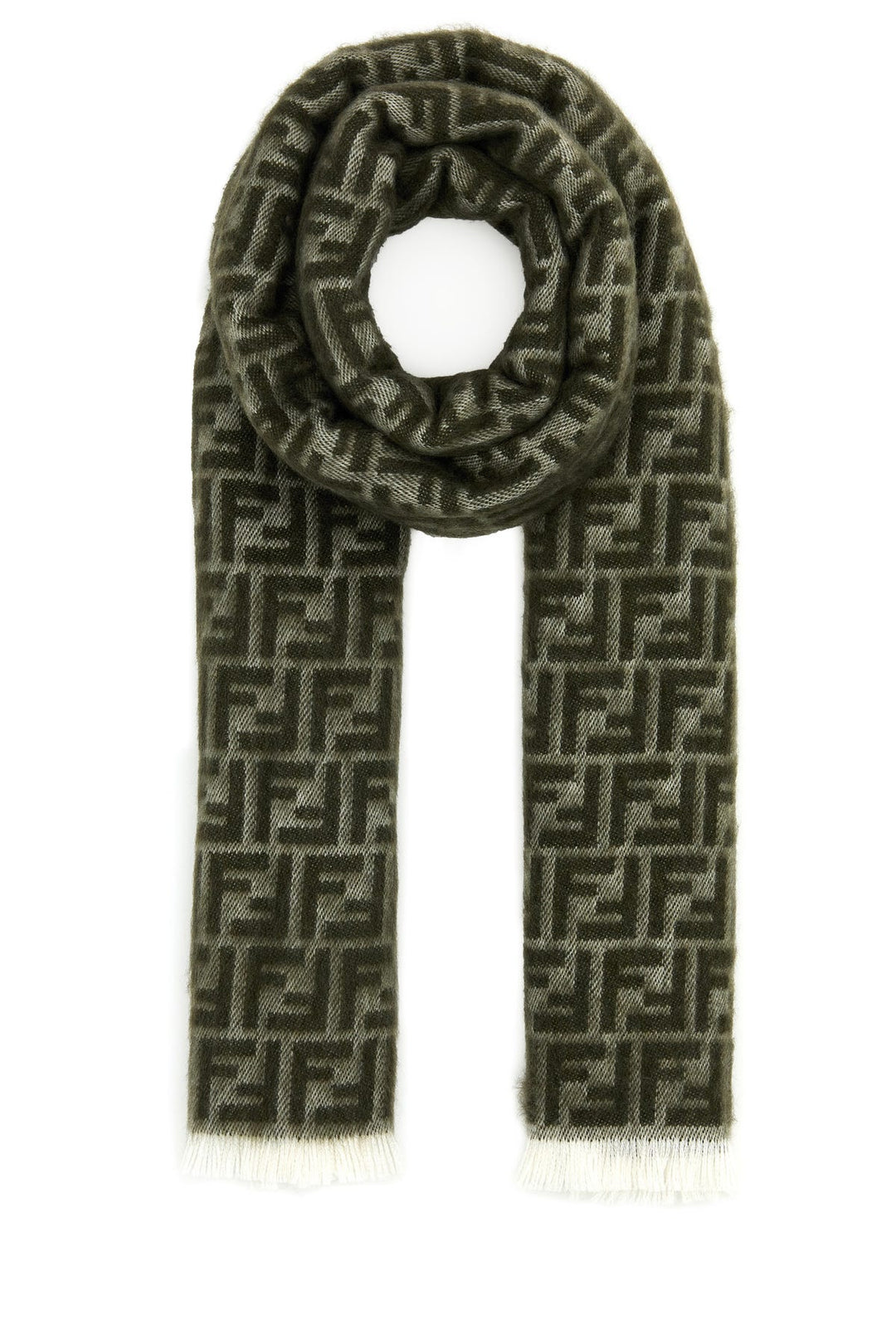 Embroidered wool reversible scarf