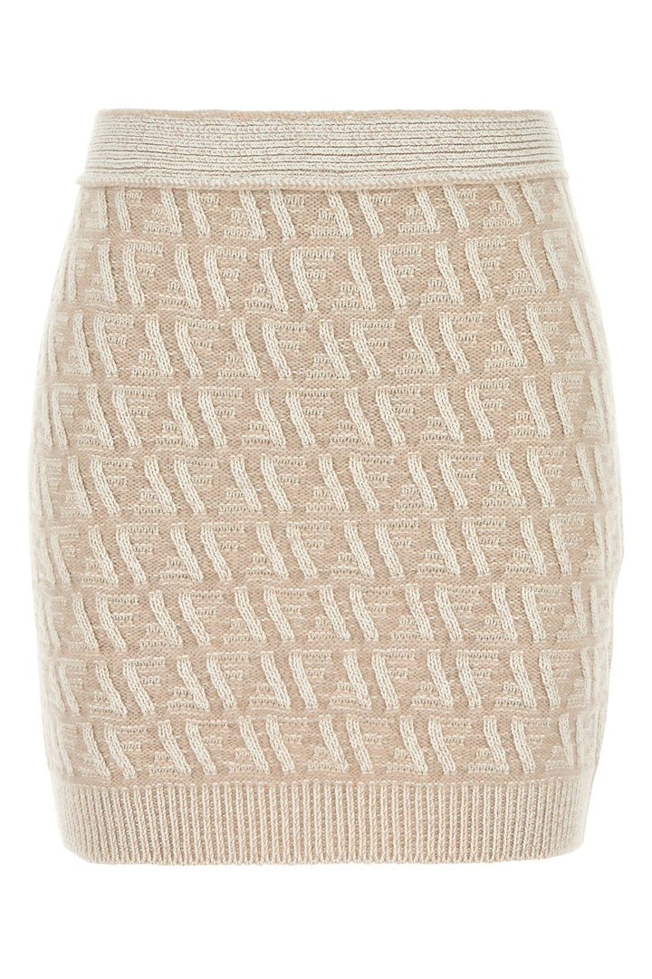 Embroidered silk blend mini skirt