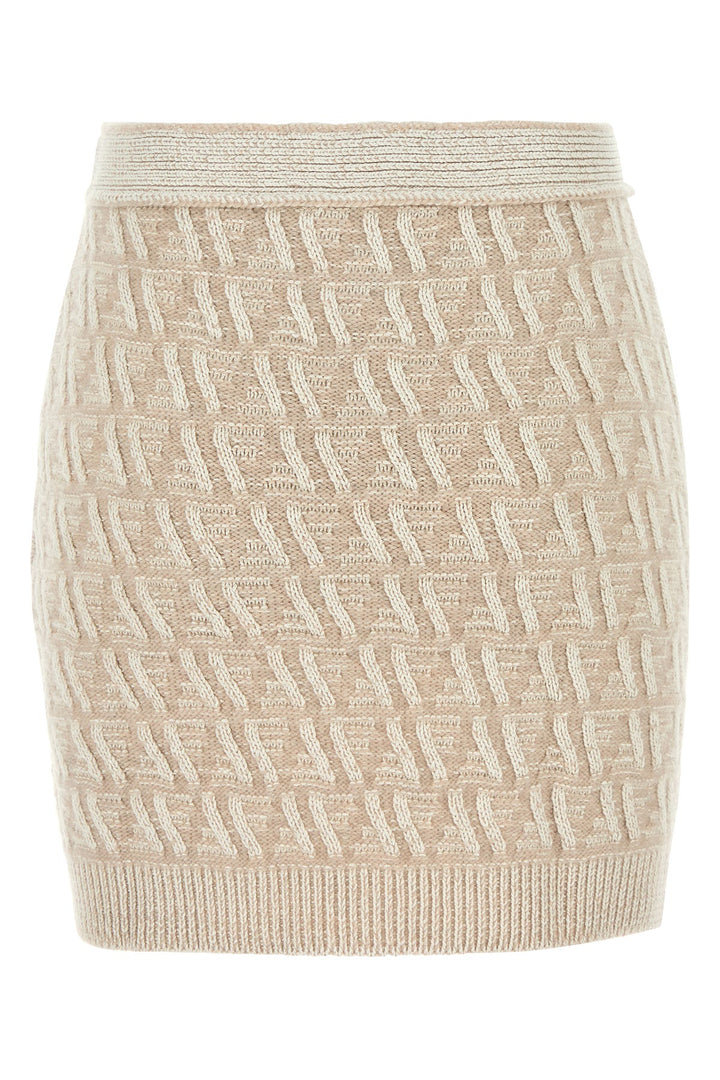 Embroidered silk blend mini skirt