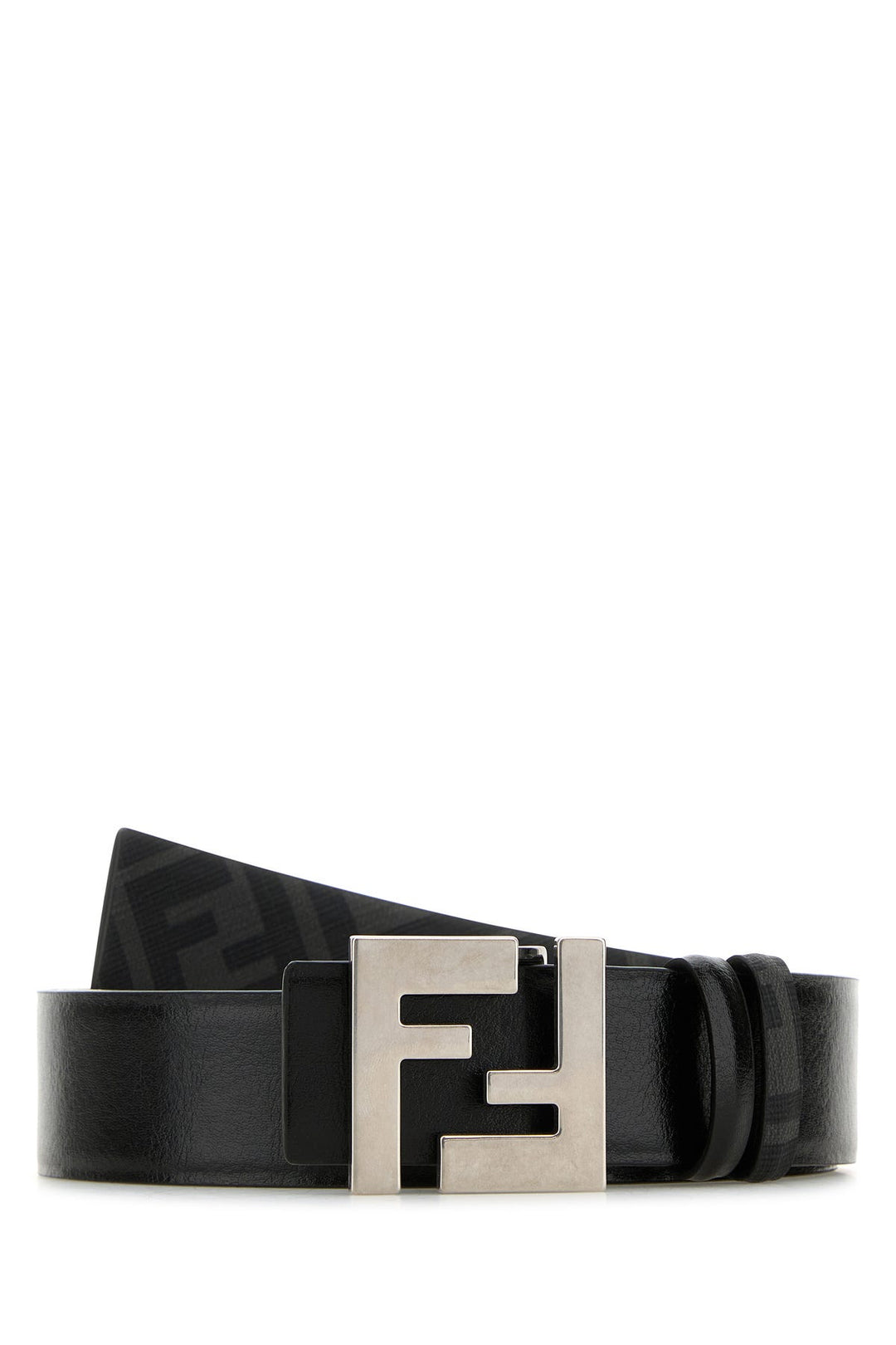 Black leather reversible belt