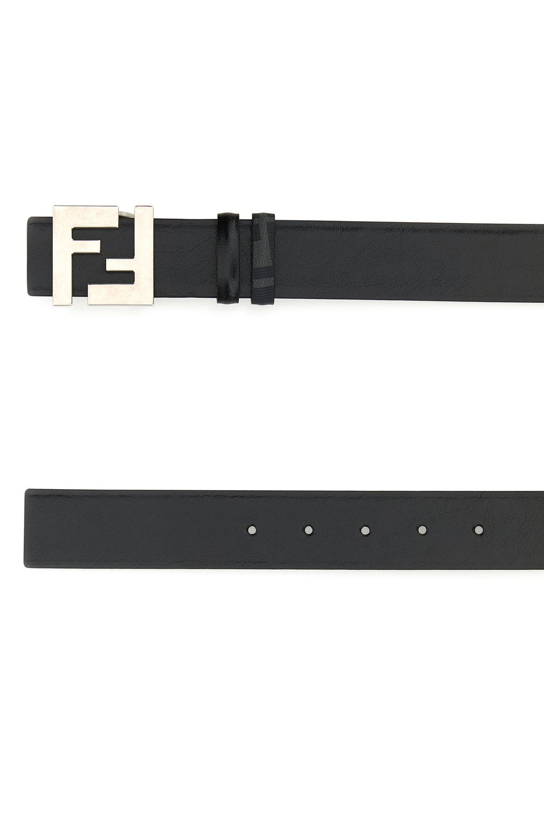 Black leather reversible belt